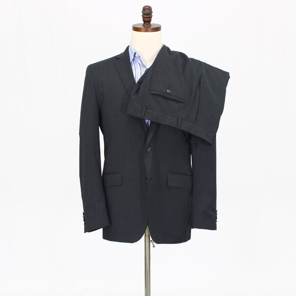 Kenneth Cole 40R 34x30 Gray Full Suit 2-Button Solid R611